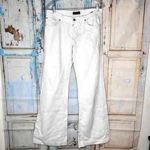 James Jeans womens 31 white dry aged demin flare Robyn midrise zip fly stretch
